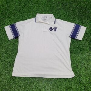 Vintage 80s Phi-Tau Polo Shirt Large 21x24 Arm-Band Crop USA